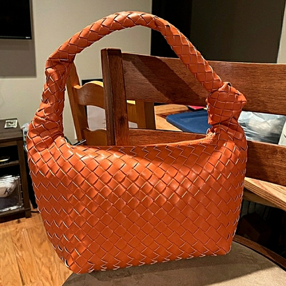 a new day Vibrant RUST ORANGE Woven Hobo Bag NWOT - Picture 3 of 10
